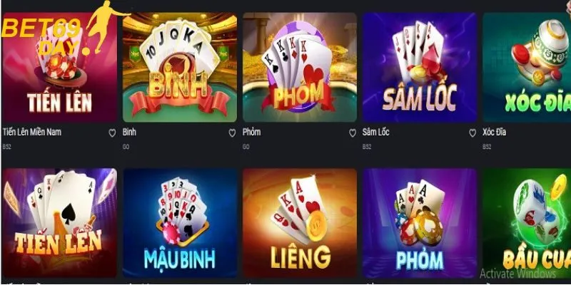 Sản phẩm nổi bật trong sảnh game bài